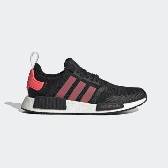 MENS Adidas Originals NMD R1 Boost Shoes Black Signal Pink FV9153 main image 4